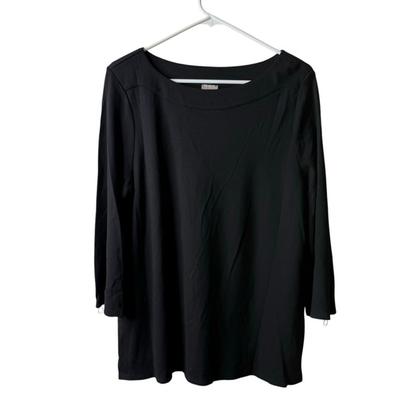 Chico's Tops - Chicos Black Zipper 3/4 Sleeve Boatneck Blouse 2